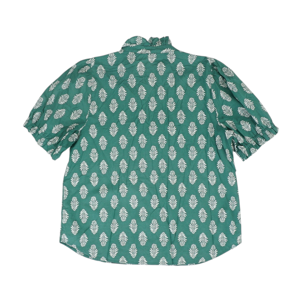 Green Print Button Down