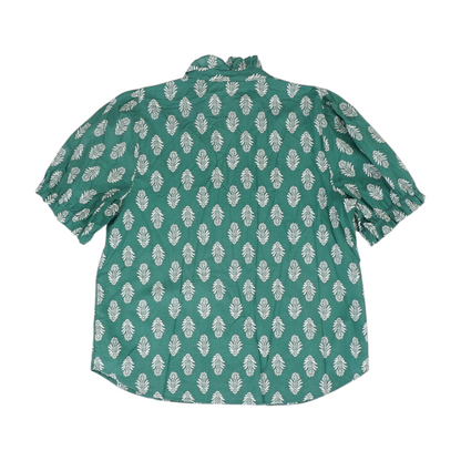 Green Print Button Down