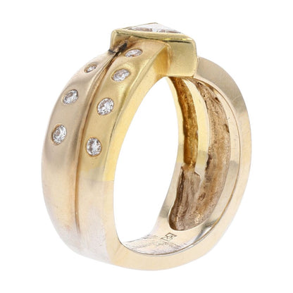 5/8 Ct 18K Gold Trillion Diamond Center With Round Diamond Accents Band