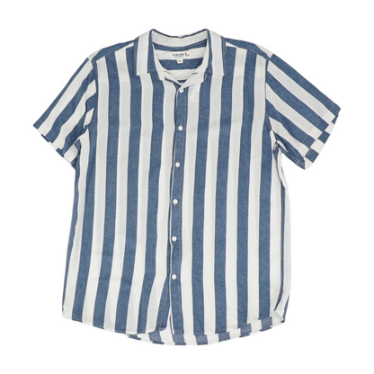 White Striped Short Sleeve Button Down