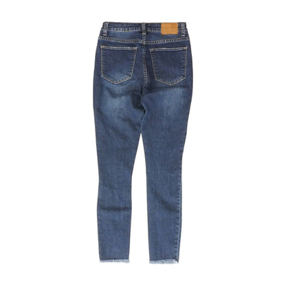 Blue Solid High Rise Skinny Leg Jeans