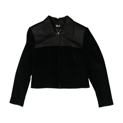Black Solid Leather Jacket