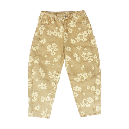 Tan Floral Jeans