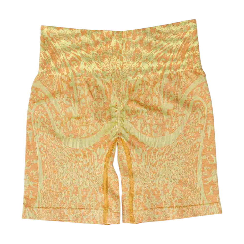 Orange Animal Print Active Shorts