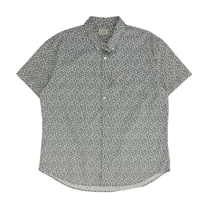 Gray Floral Short Sleeve Button Down