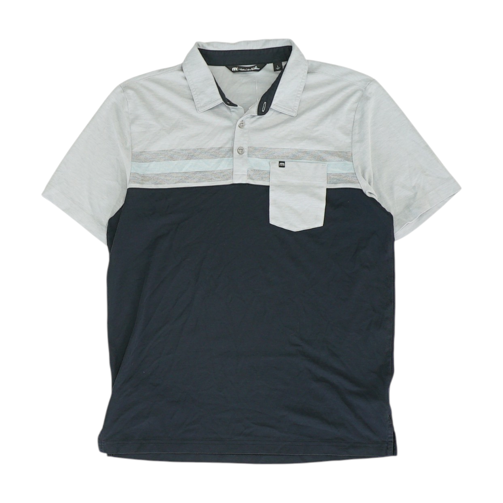 Gray Color Block Short Sleeve Polo