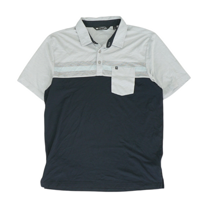 Gray Color Block Short Sleeve Polo