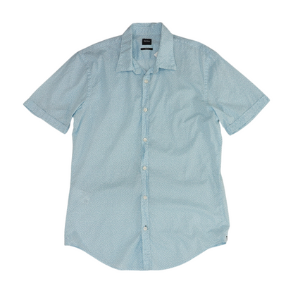 Blue Floral Short Sleeve Button Down