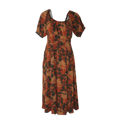 Orange Floral Midi Dress