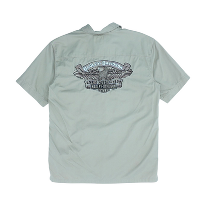 Khaki Solid Short Sleeve Button Down