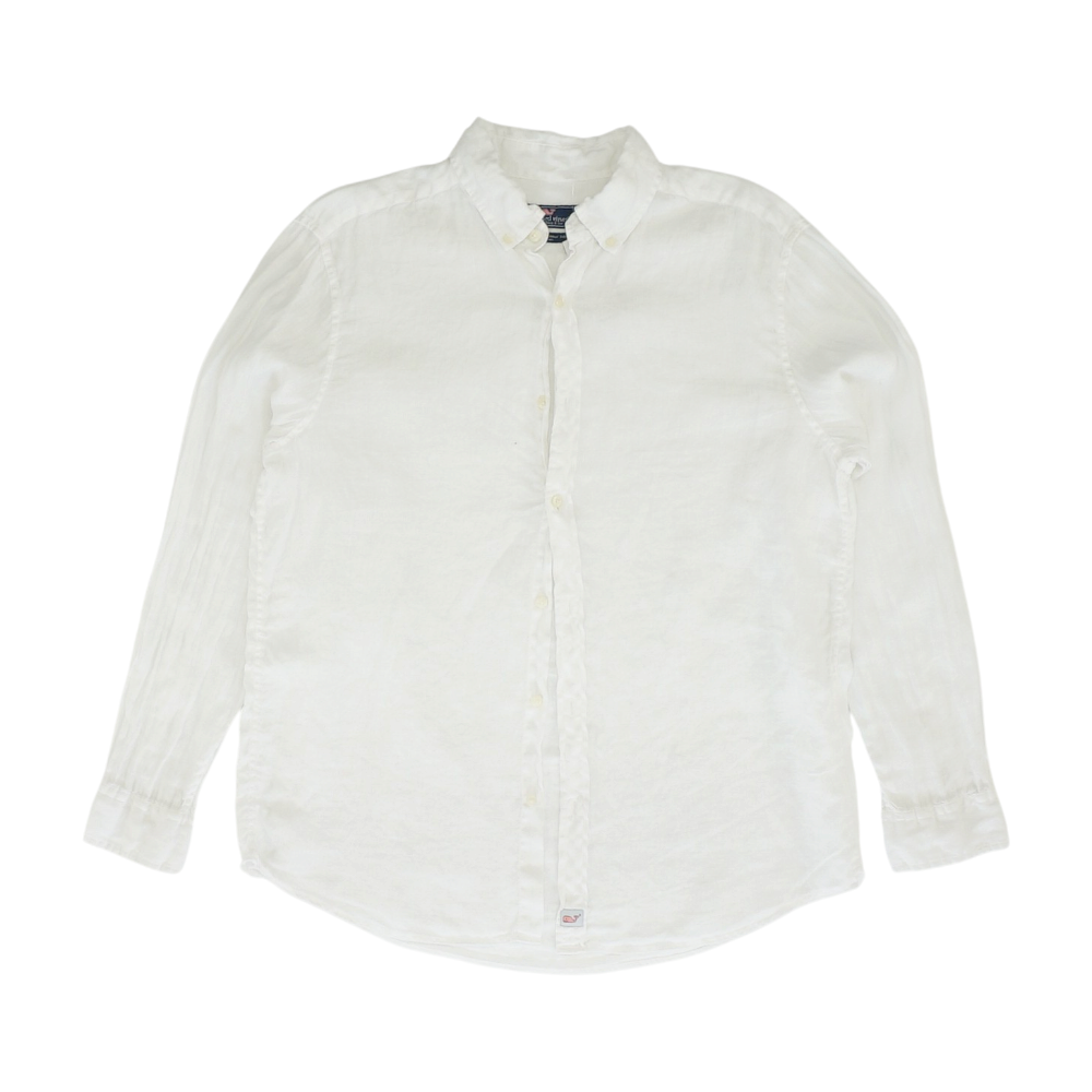 White Solid Long Sleeve Button Down