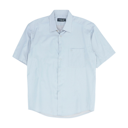 Gray Solid Short Sleeve Button Down