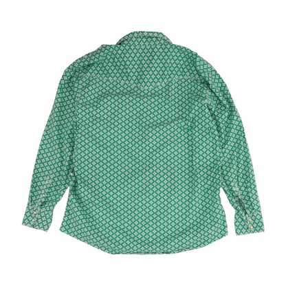 Green Print Long Sleeve Button Down