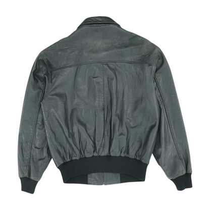 Black Solid Leather Jacket