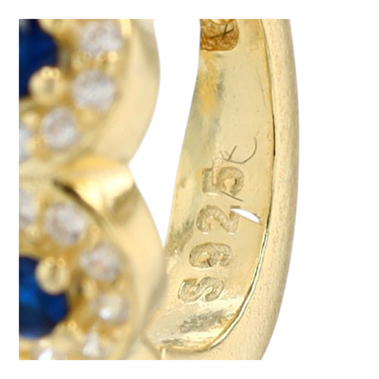 Sterling Silver Synthetic Sapphire Hoop Earrings