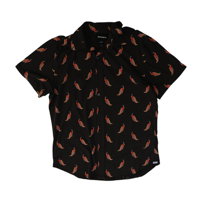 Black Print Short Sleeve Button Down