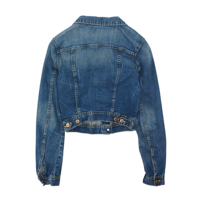 Blue Solid Denim Jacket