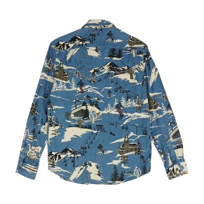 Blue Graphic Flannel Button Down
