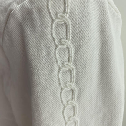 White Pre Spring-Summer 2026 Embroidered Denim Blouson Jacket