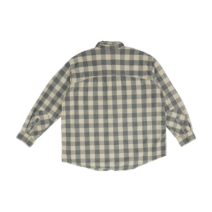 Beige Big & Tall Check Flannel Button Down