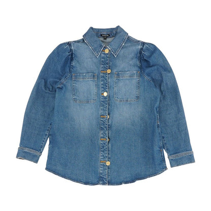 Blue Solid Denim Jacket
