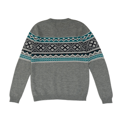 Gray Abstract Pullover Sweater