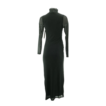 Black Solid Midi Dress