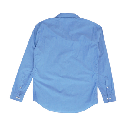 Blue Solid Long Sleeve Button Down