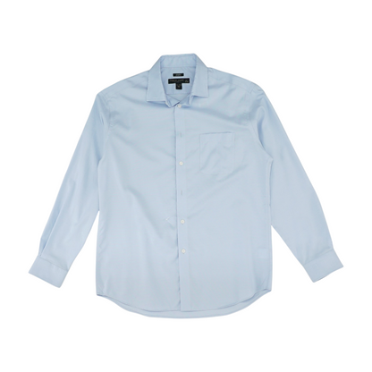 Blue Solid Long Sleeve Button Down
