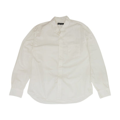 White Solid Long Sleeve Button Down