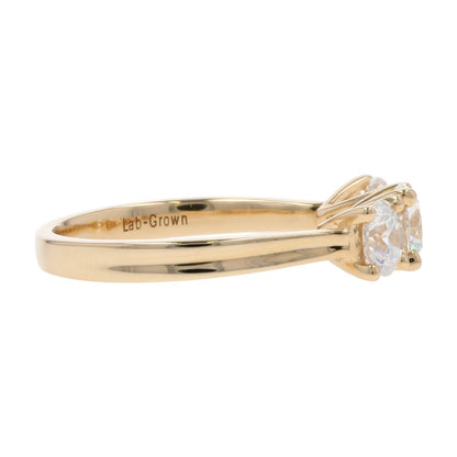1 1/2 Ct 14K Gold Three Round Lab Grown Diamond Engagement Ring