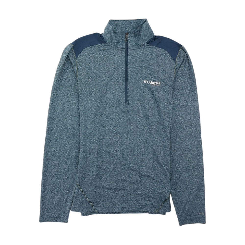 Blue Solid 1/4 Zip Pullover