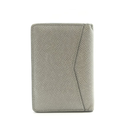 Gray Taiga Leather Pocket Organizer with Blue Interior