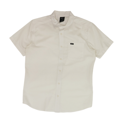 White Solid Short Sleeve Button Down
