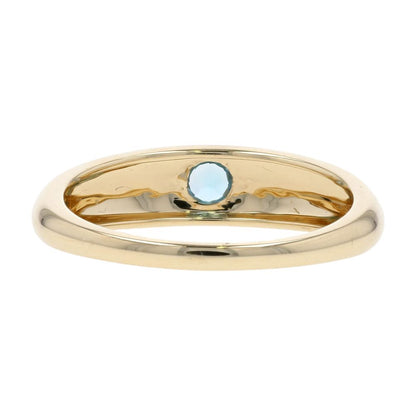 1/8 Ct 14K Gold Flush Set Round Blue Topaz Stackable Ring