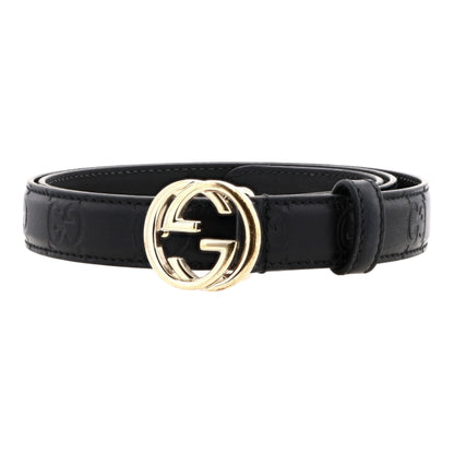 Black Belt with Interlocking G Buckle in GG Leather