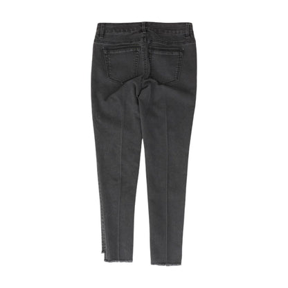 Black Solid Mid Rise Skinny Leg Jeans