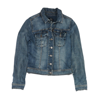 Blue Solid Denim Jacket
