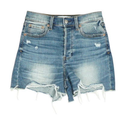 Blue Solid Denim Shorts