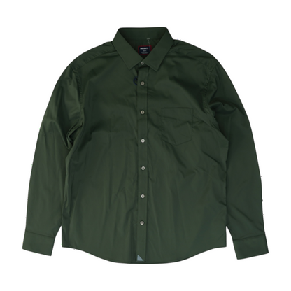Green Solid Long Sleeve Button Down