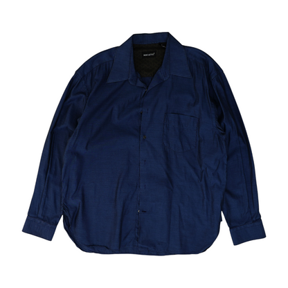 Blue Solid Long Sleeve Button Down