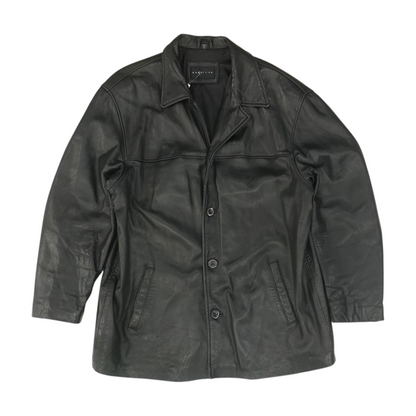 Black Solid Leather Jacket
