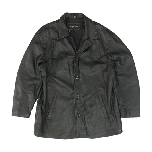 Black Solid Leather Jacket