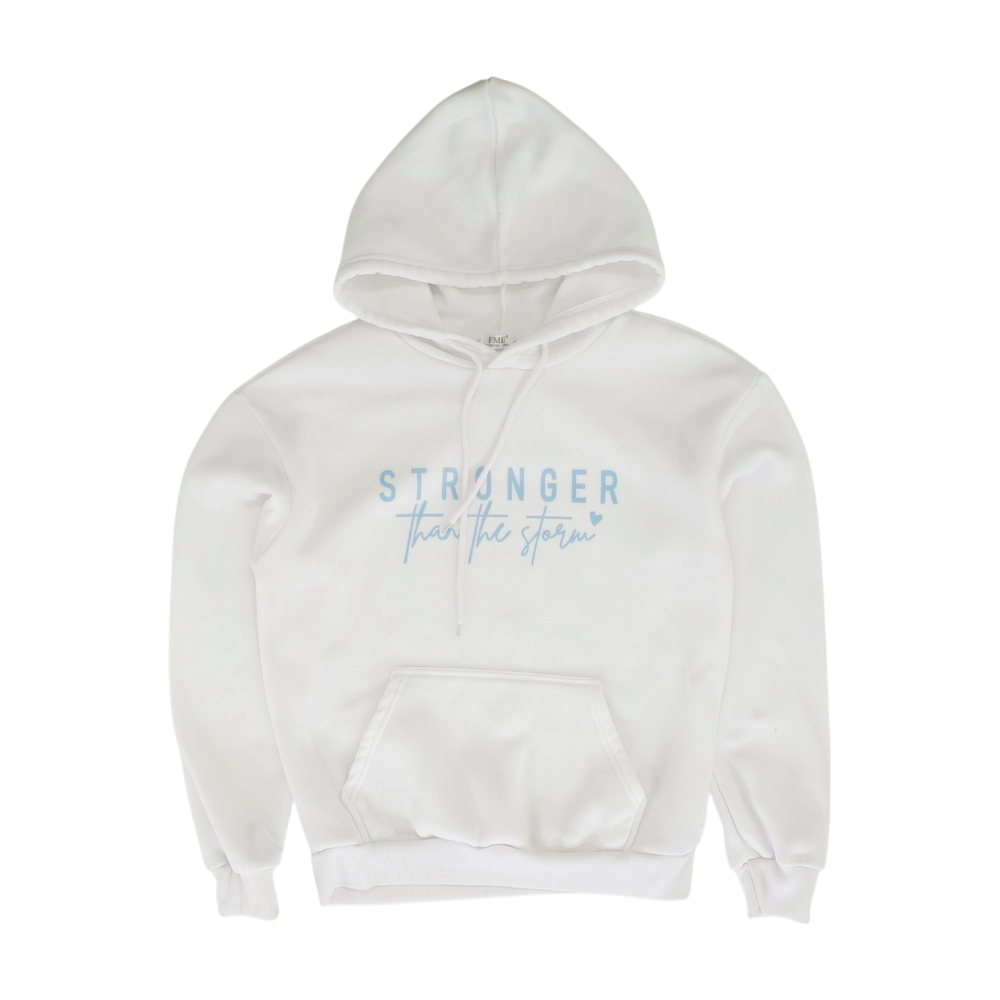 White Solid Hoodie Pullover