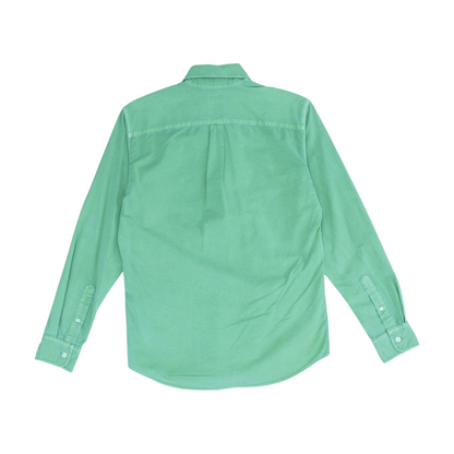 Green Solid Long Sleeve Button Down