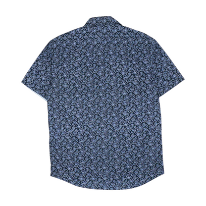 Blue Floral Short Sleeve Button Down