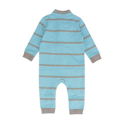 Blue Striped Long Sleeve One-Piece