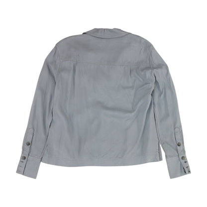 Blue Solid Long Sleeve Button Down