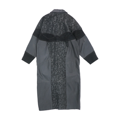 Vintage Black Solid Leather Coat