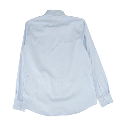 Blue Solid Long Sleeve Button Down